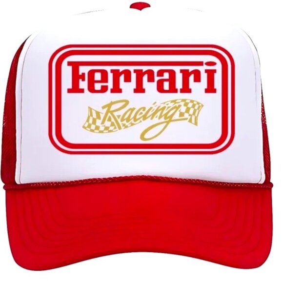80s F1 Racing Retro Vintage Style Ferrari Trucker Hat Grand Prix Formula Race - Picture 1 of 2